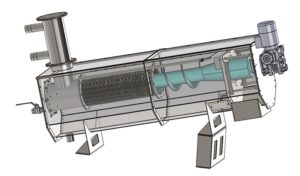 Image of a screw press to filter slurry into clean water